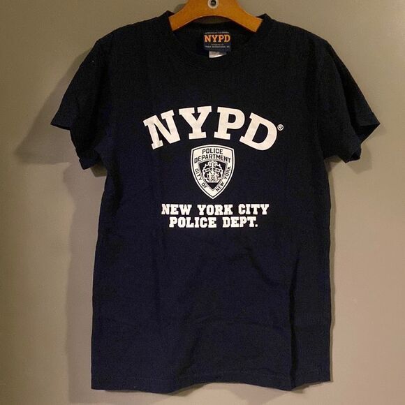 NYPD Navy and White Emblem Graphic Short Sleeve Tshirt Size Adult Small NWOT - Picture 1 of 6